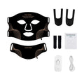 Nordic Glow Pro LED Face & Neck Mask – black mask with all accessories included.